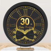 Lofaris Black And Golden Happy 30Th Birthday Round Backdrop